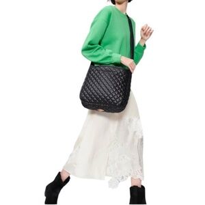 MZ Wallace Parker Quilted Nylon Crossbody Shoulder Bag Black